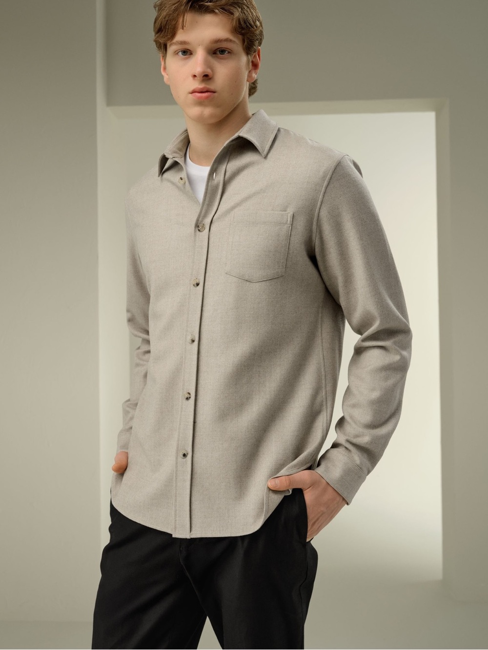 LILYSILK Silk-Wool Oversized Shirt